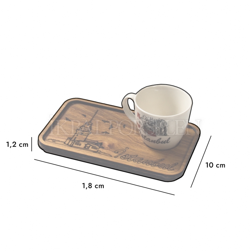 Kahve Altlığı - 18x11 cm Ahşap Sunumluk - Minist - Görsel 3